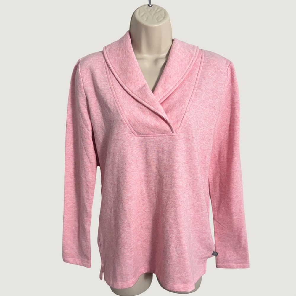 NWT T by Talbots Light Pink Shawl Collar Featherweight Pullover Sz XS Fleece